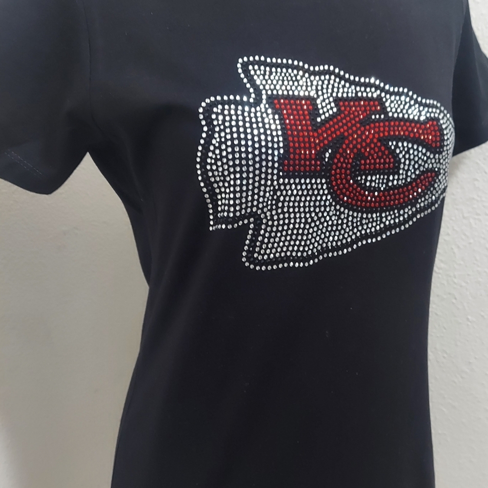 KC Rhinestone Logo Women's Black T-Shirt